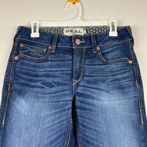 Ariat Real Denim Blue Jeans Mid Rise Boot Cut Womens Western Riding Sz 28R